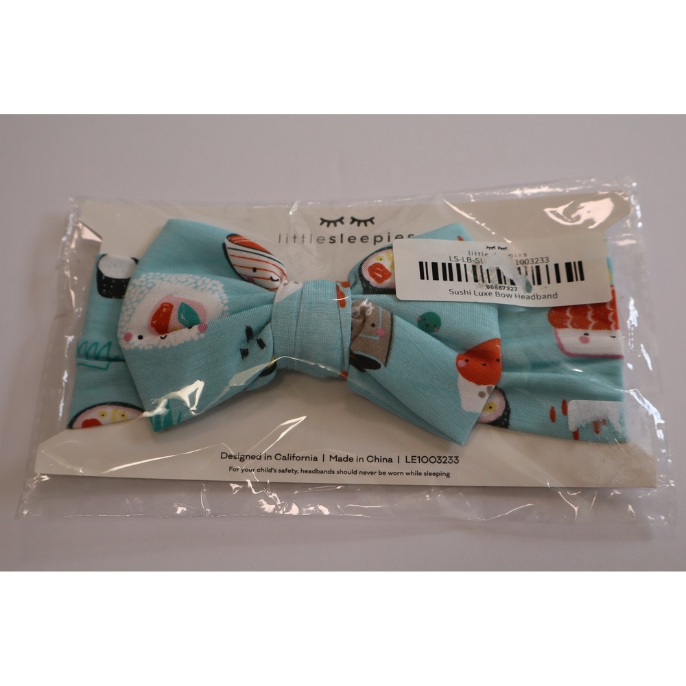 Little Sleepies Sushi Luxe Bow Headband NB-3T NWT